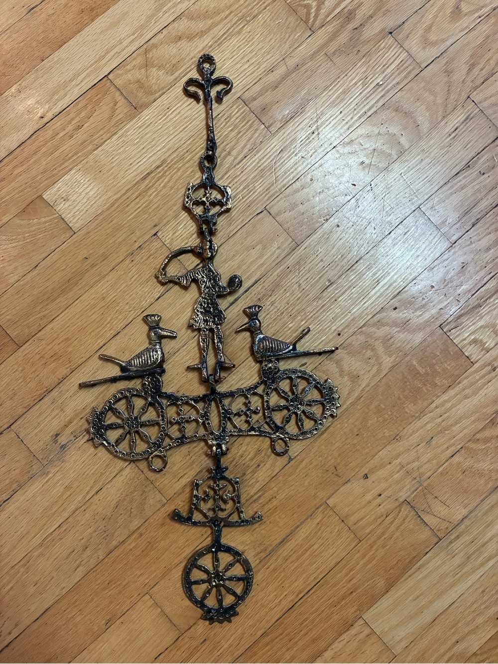 Vintage Byzantine Cross Wall Hanging Metal Hinged 19.5" Greek